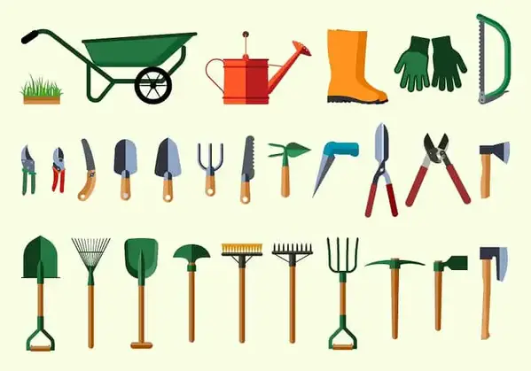 Garden tools. Flat design illustration of items for gardening.