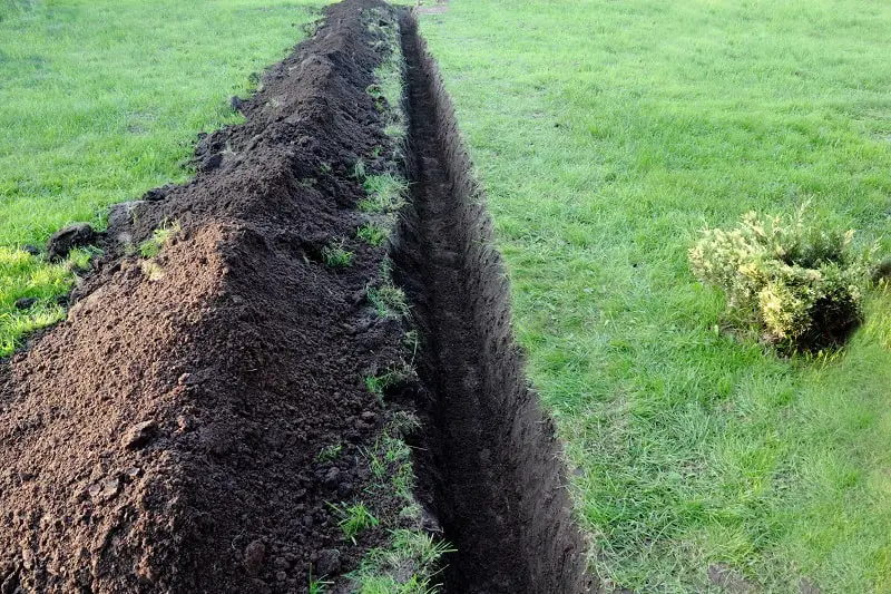 Best Trenching Shovel - A trench dug along lawn