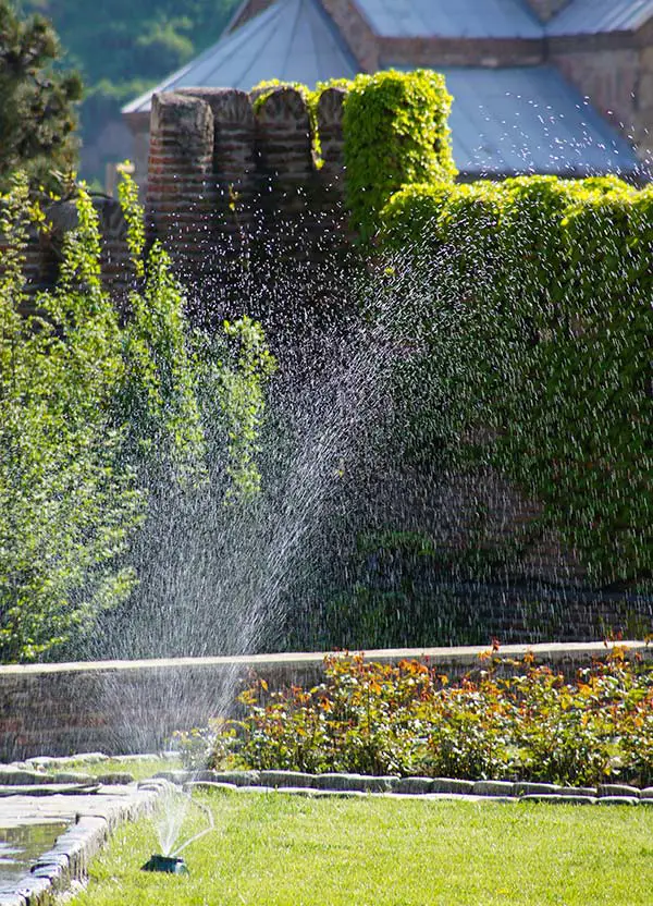 Stationary Garden Sprinkler in Action