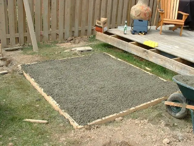 gravel pad with timber frame