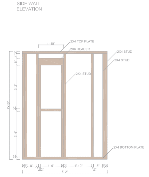 6 x 6 Shed Plans - Side Wall Frame