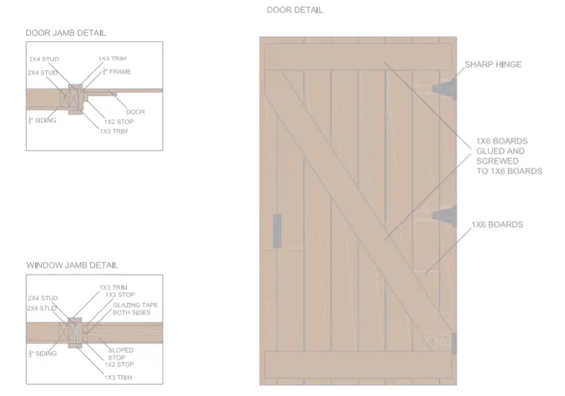 6 x 6 Shed Plans - Door Details
