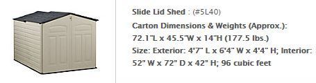 Rubbermaid Slide-Lid Shed - sizes