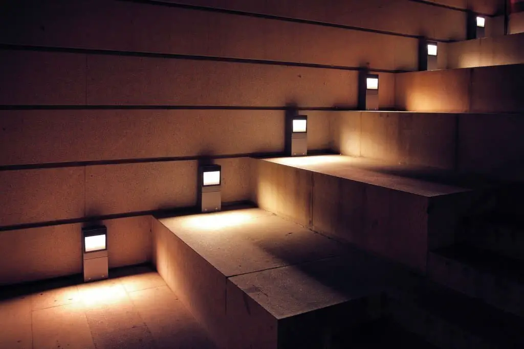 solar step lights - a set of stairs illuminated