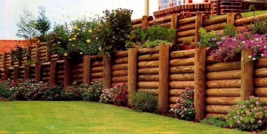 Wood backyard landscaping timbers